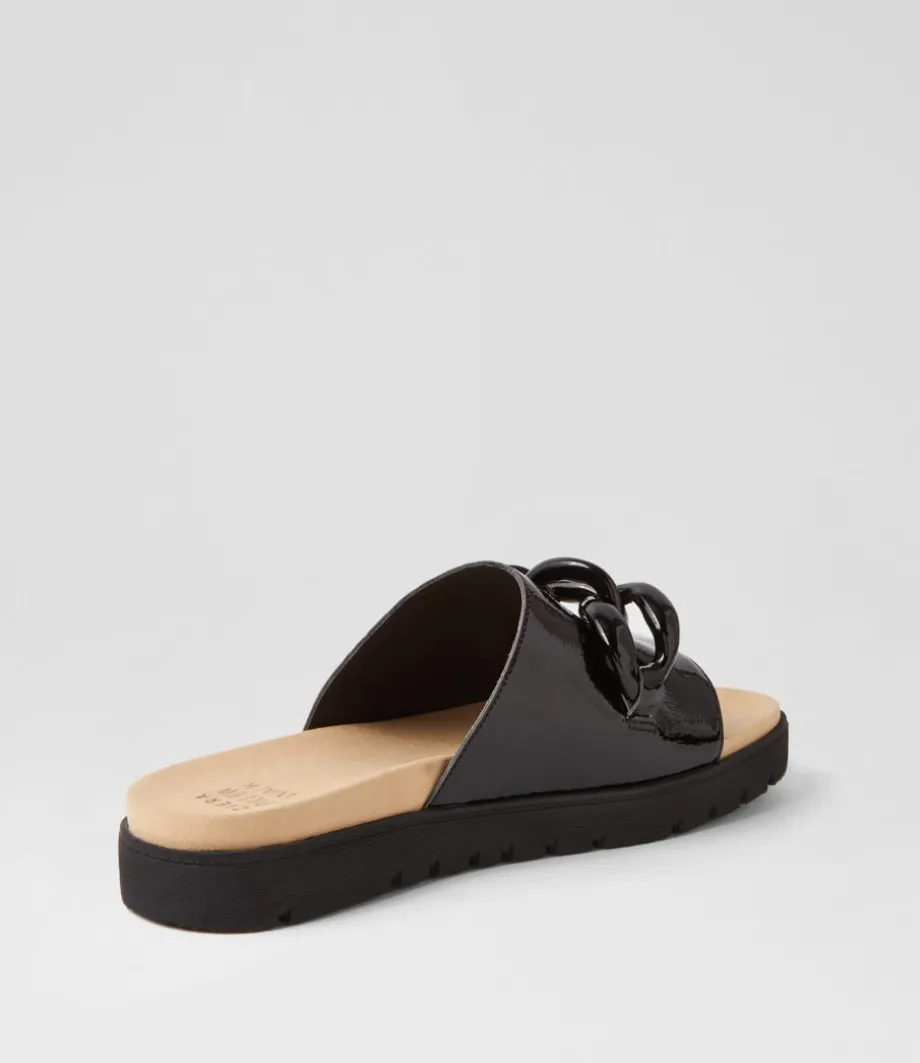 Nerriya Xw Black Patent Leather Slides