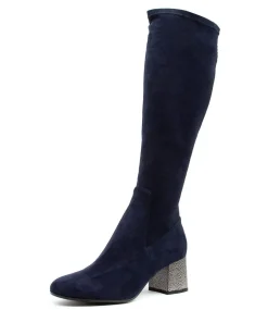 Nething Dj Navy Pewter Heel Stretch Microsuede