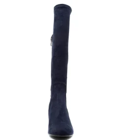 Nething Dj Navy Pewter Heel Stretch Microsuede