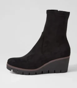 Nibal Black Stretch Microsuede Ankle Boots