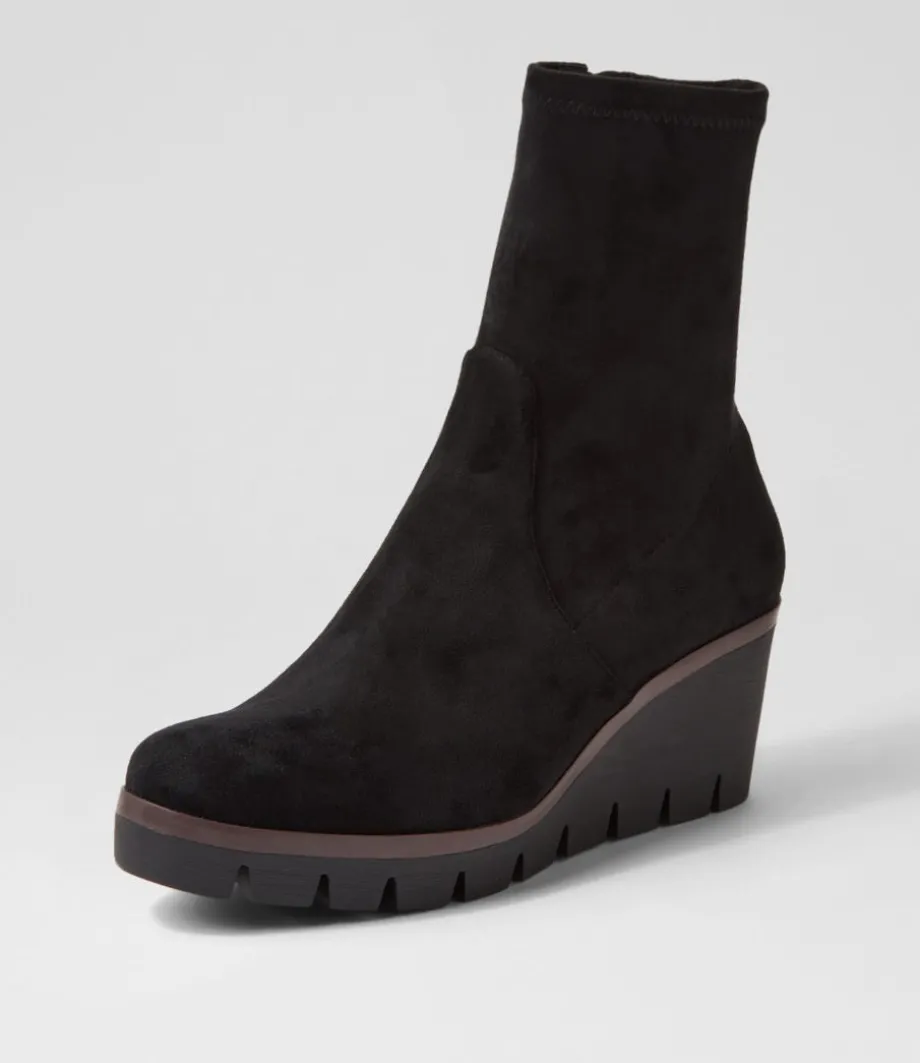 Nibal Black Stretch Microsuede Ankle Boots
