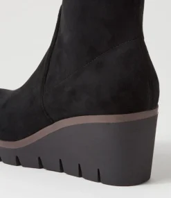 Nibal Black Stretch Microsuede Ankle Boots