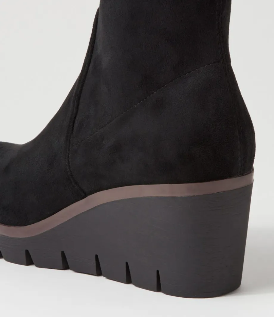 Nibal Black Stretch Microsuede Ankle Boots