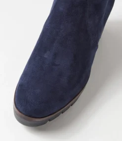 Nibal Navy Stretch Microsuede Ankle Boots