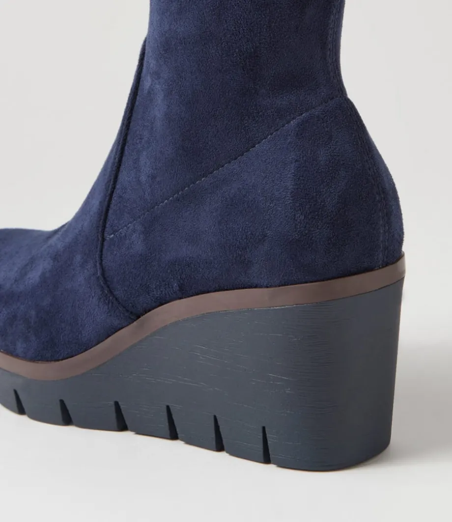 Nibal Navy Stretch Microsuede Ankle Boots