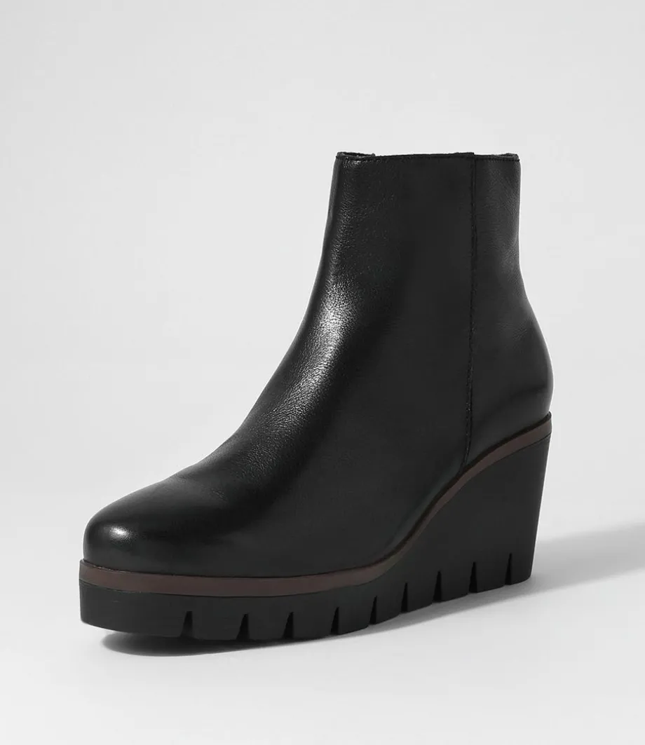 Nish Black Leather Ankle Boots
