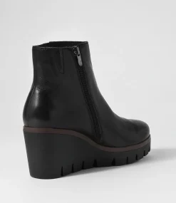 Nish Black Leather Ankle Boots