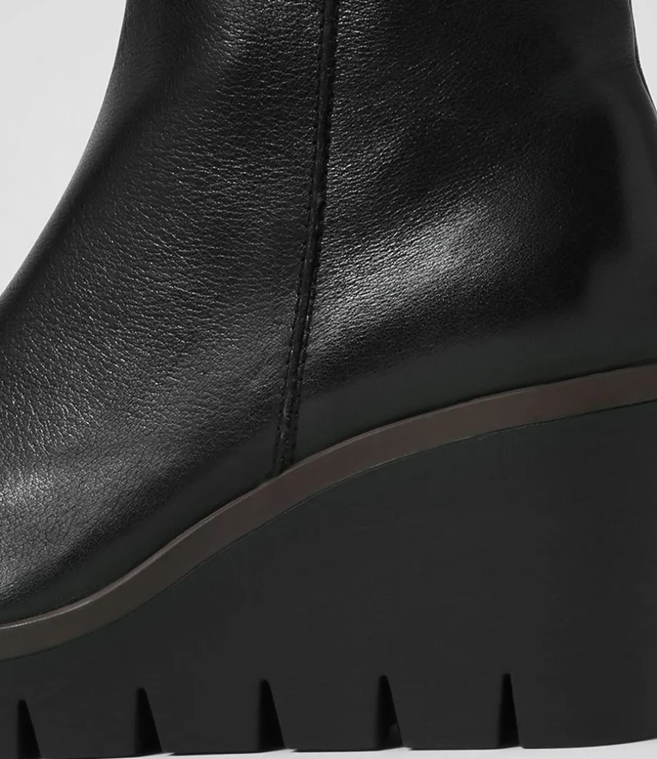 Nish Black Leather Ankle Boots