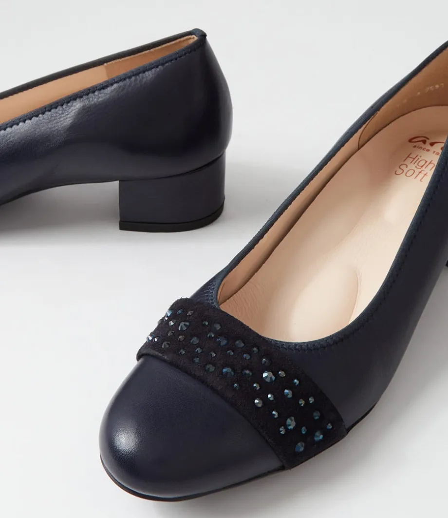 Nizza 13 Navy Leather Heels