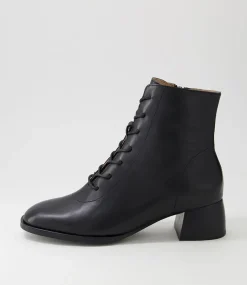 Nocal Black Leather Lace Up Boots