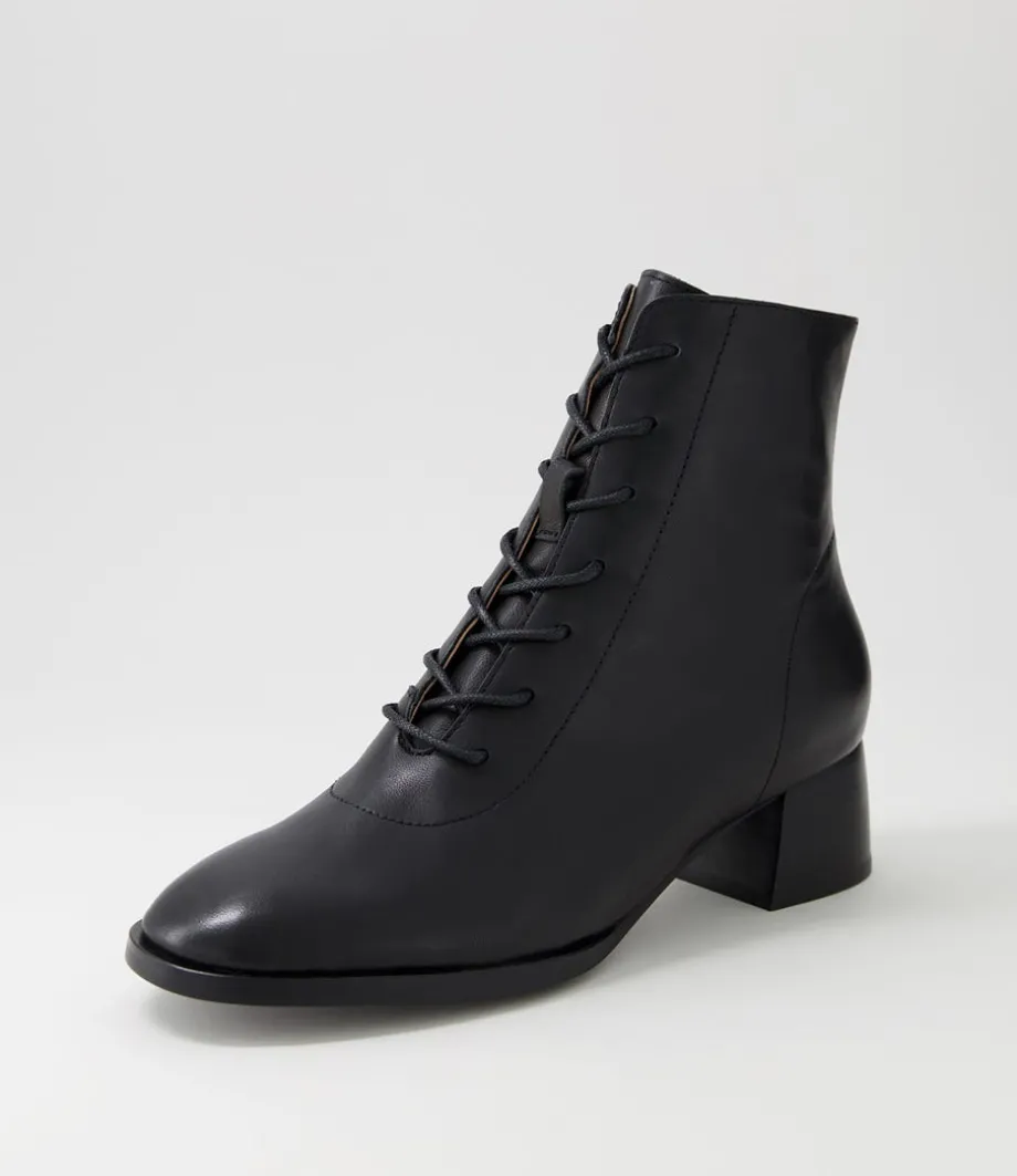 Nocal Black Leather Lace Up Boots