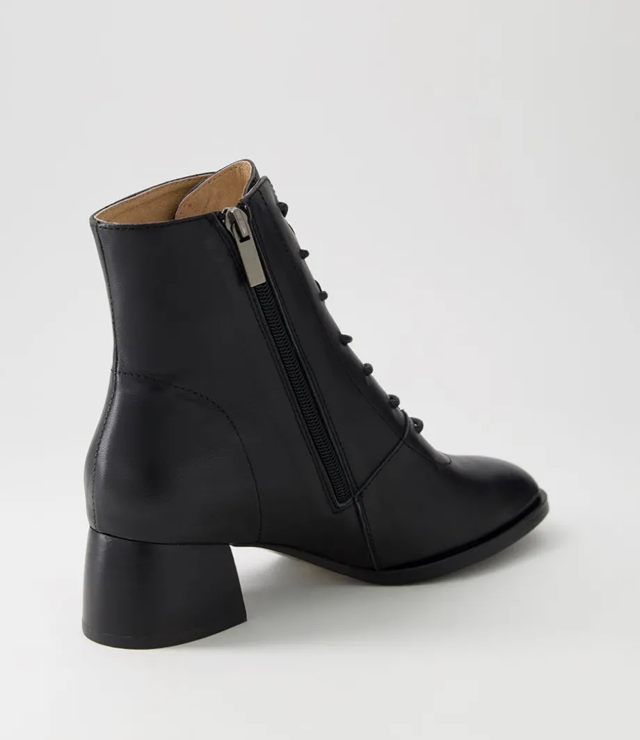 Nocal Black Leather Lace Up Boots