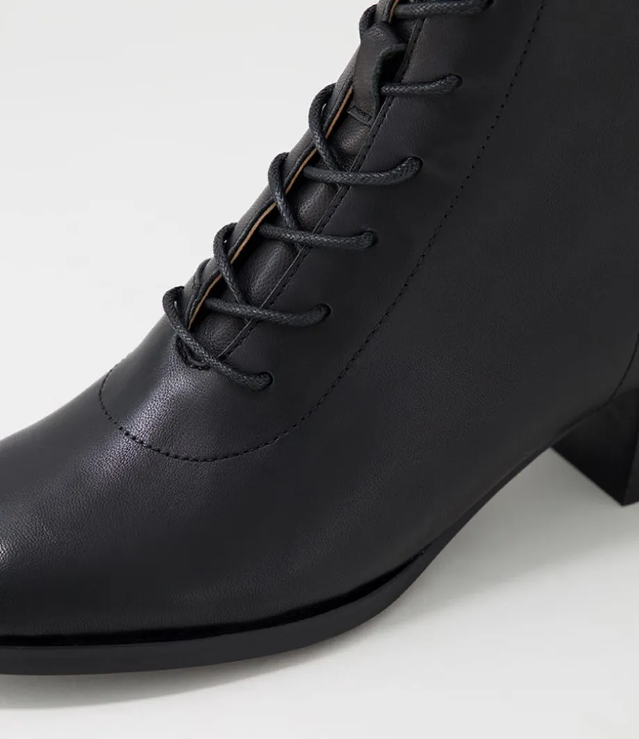 Nocal Black Leather Lace Up Boots