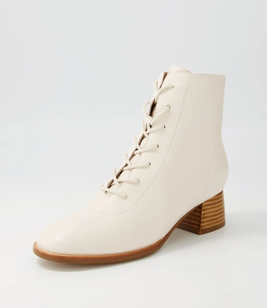Nocal Creamy Leather Lace Up Boots