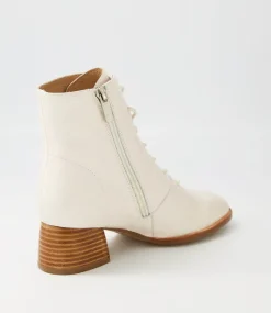Nocal Creamy Leather Lace Up Boots