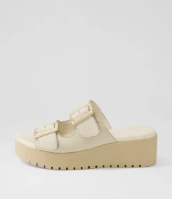 Oaxel Almond Leather Slides