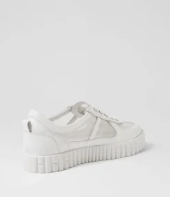 Obitta White Mesh Leather Sneakers