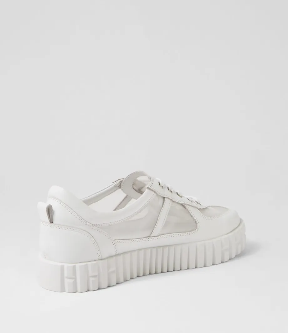 Obitta White Mesh Leather Sneakers