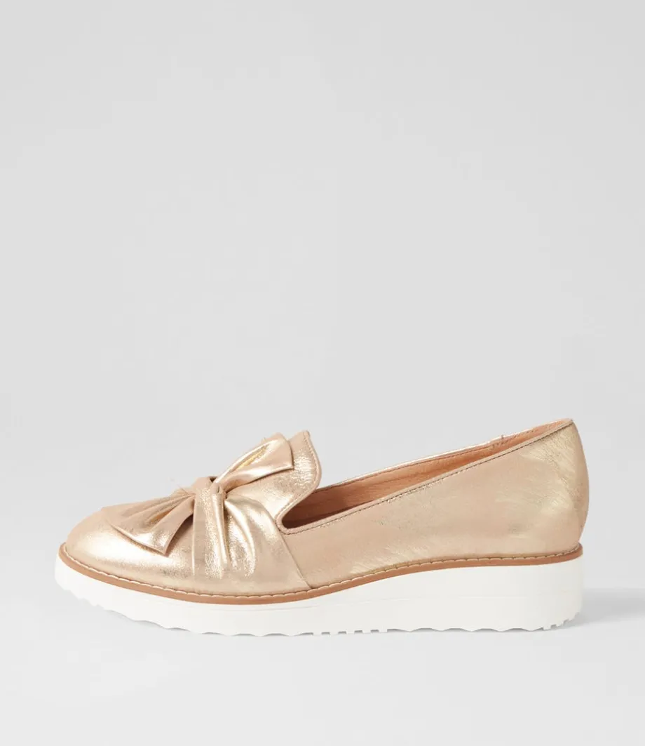 Oclem Old Gold Scratch Leather Flat Shoes