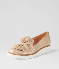 Oclem Old Gold Scratch Leather Flat Shoes