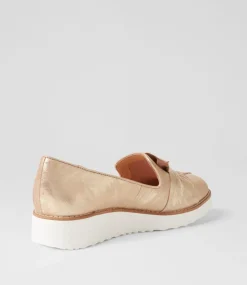 Oclem Old Gold Scratch Leather Flat Shoes