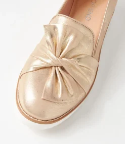 Oclem Old Gold Scratch Leather Flat Shoes