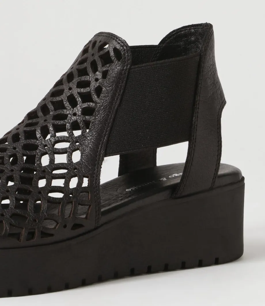 Odate Black Leather Sandals