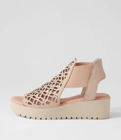 Odate Cafe Nude Leather Sandals