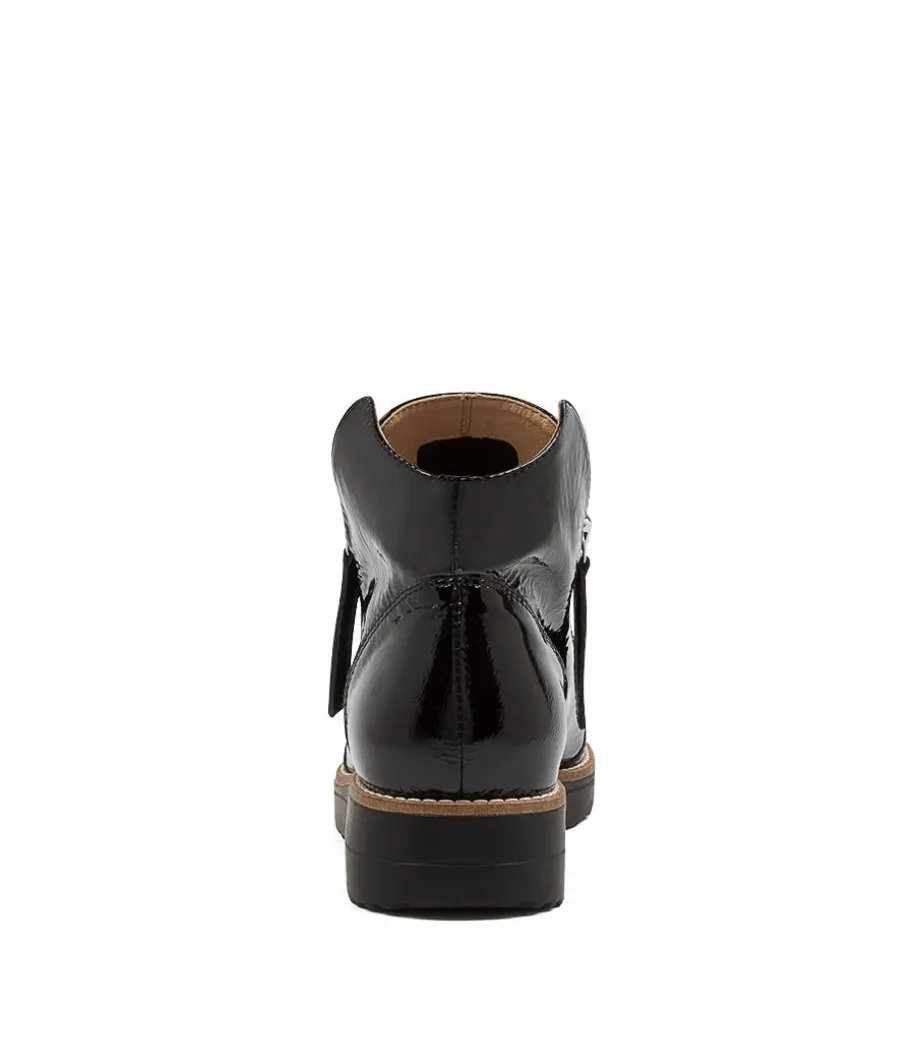 Ohmy Black Patent Leather Boots Black Sole