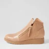 Ohmyes Latte Croc Leather Ankle Boots