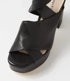 Ojulie Black Leather Sandals