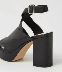 Ojulie Black Leather Sandals