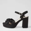 Omee Black Shine Fabric Sandals