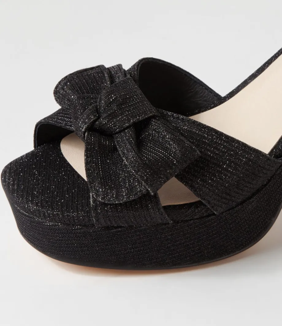 Omee Black Shine Fabric Sandals