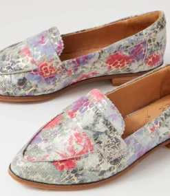 Oreta Xw Black Floral Leather Loafers