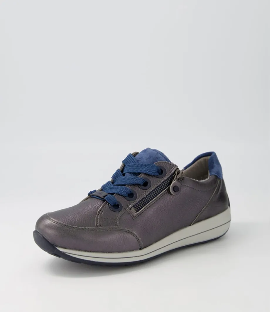 Osaka 87 Anthrazit Indigo Leather Suede Sneakers