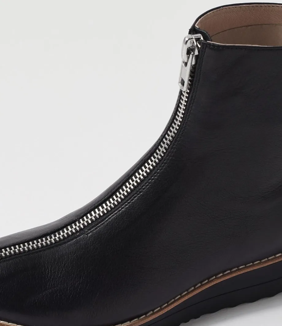 Oseda Black Leather Ankle Boots