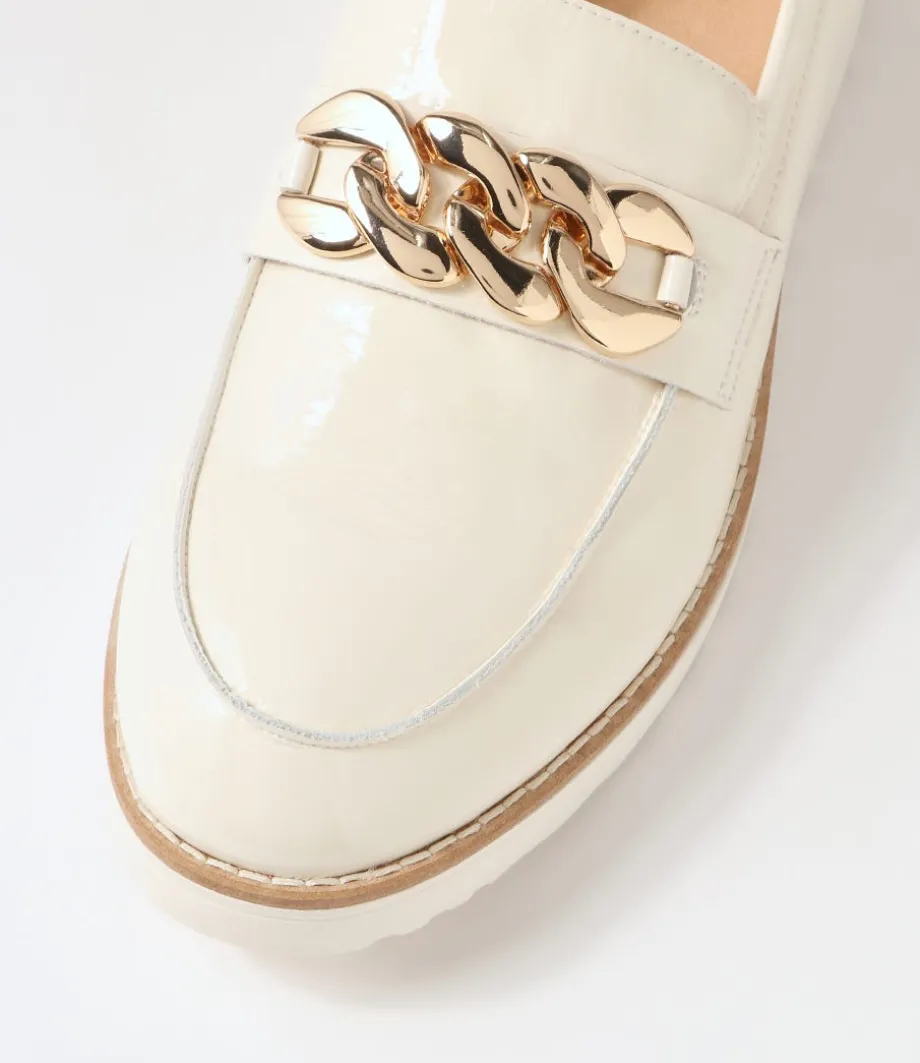 Ozama Ivory Patent Leather Loafers