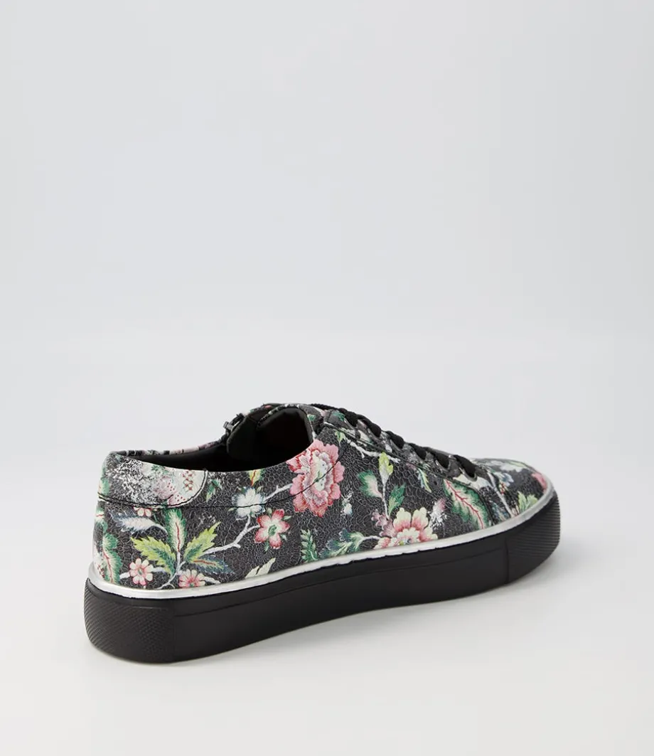 Pamela Xf Black Floral Leather Sneakers