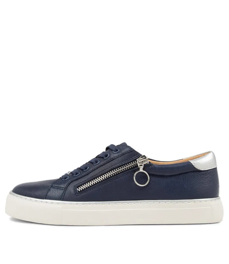 Pamela Xf Navy Silver Leather Sneakers