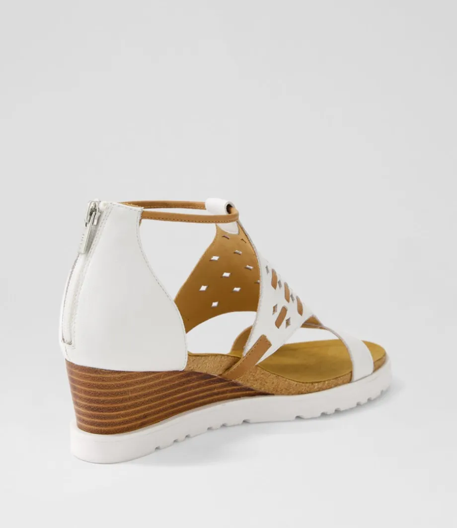 Pamilla W White Tan Leather Sandals