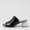 Pansie Black Patent Leather Mules