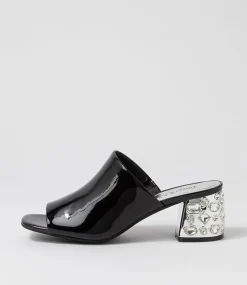 Pansie Black Patent Leather Mules