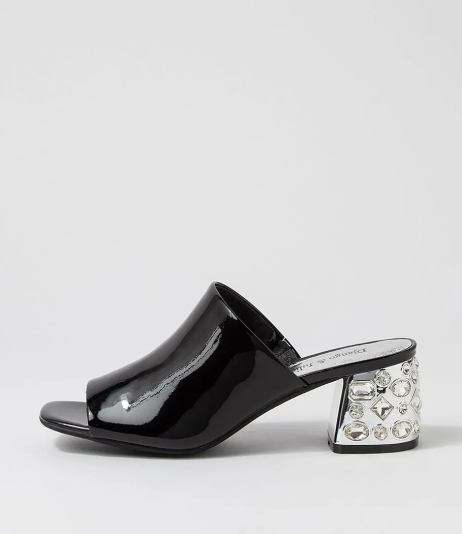 Pansie Black Patent Leather Mules