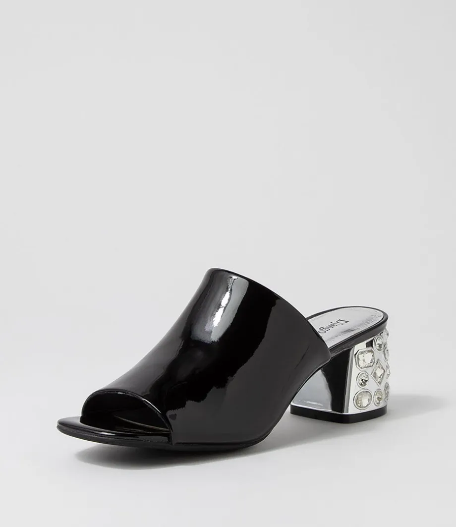 Pansie Black Patent Leather Mules