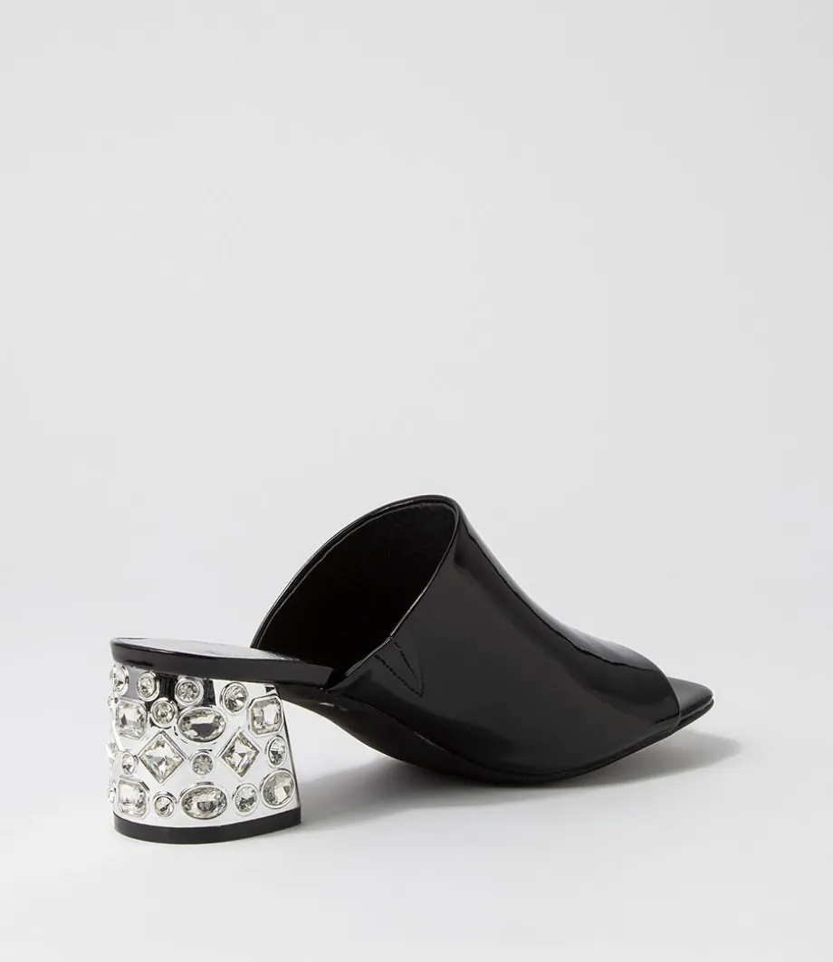 Pansie Black Patent Leather Mules