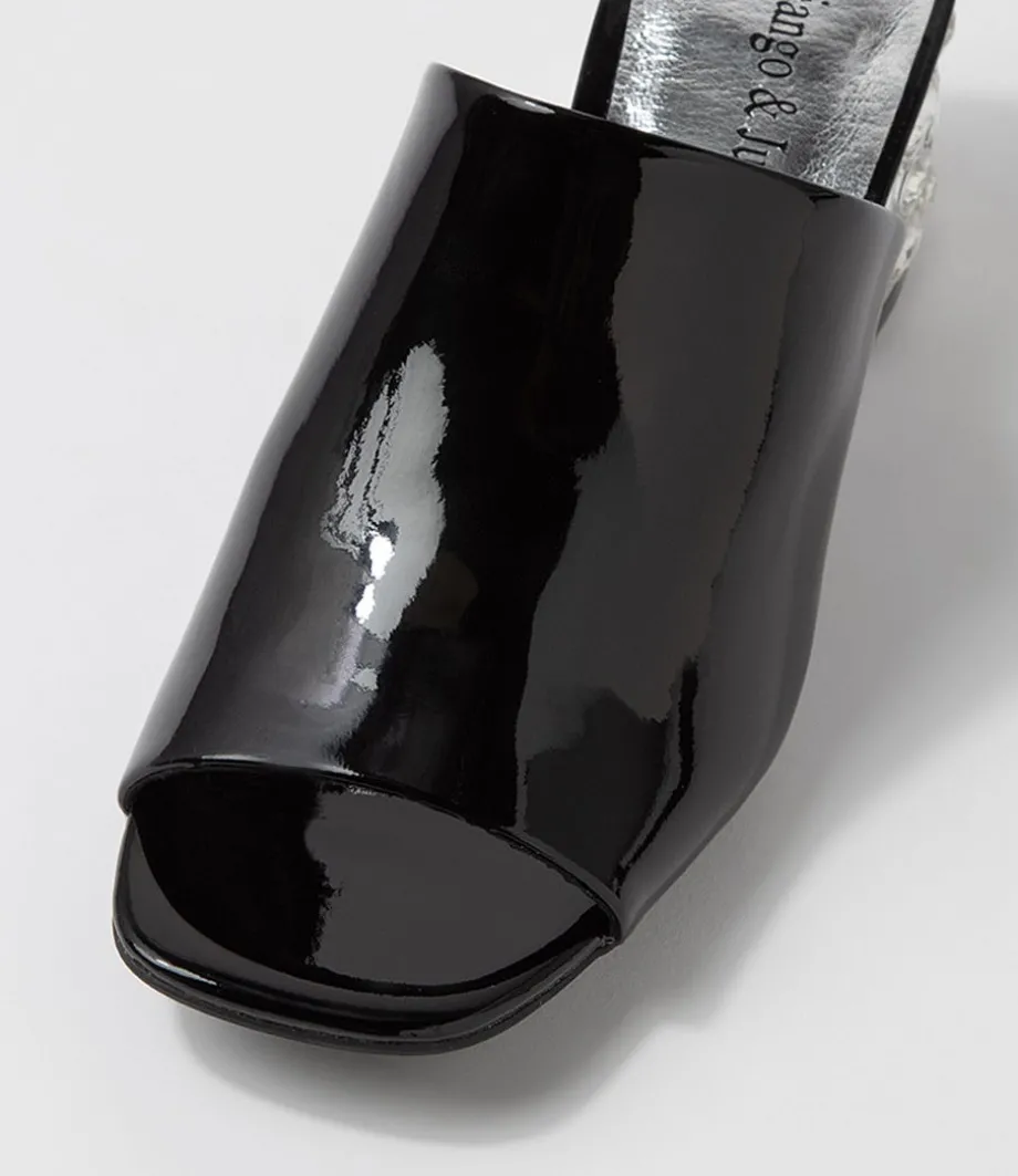 Pansie Black Patent Leather Mules
