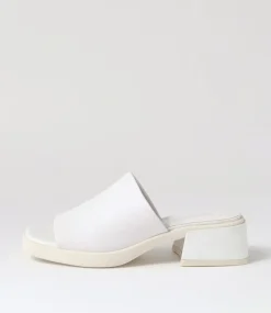 Parnee White Leather Mules