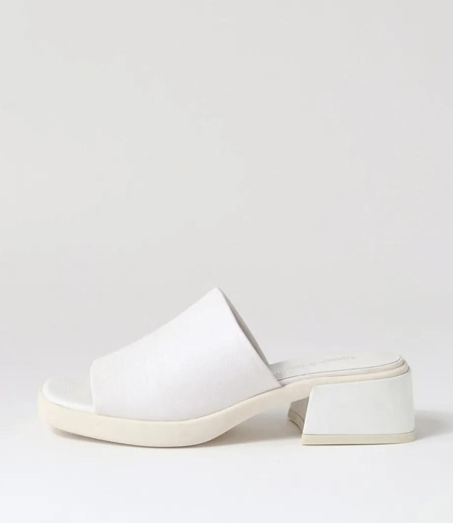 Parnee White Leather Mules