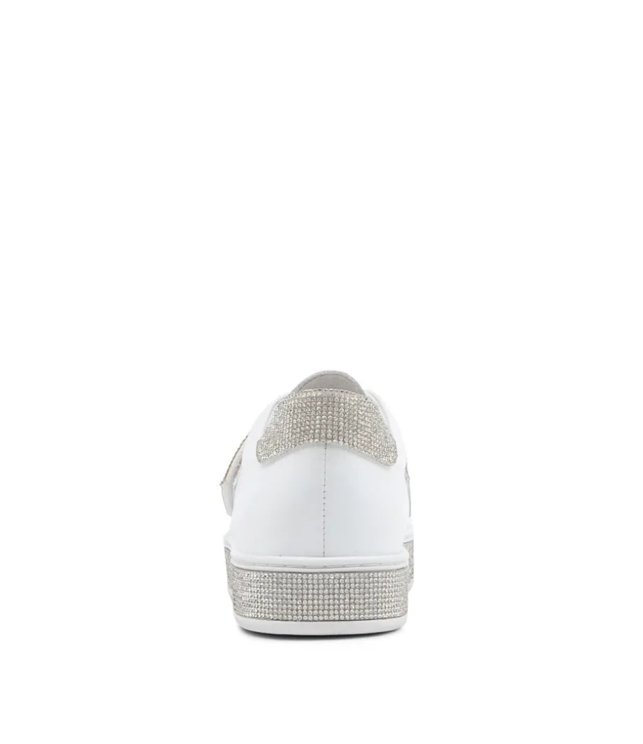 Patisse White Silver Leather Jewels Sneakers